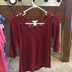 Maroon lace top